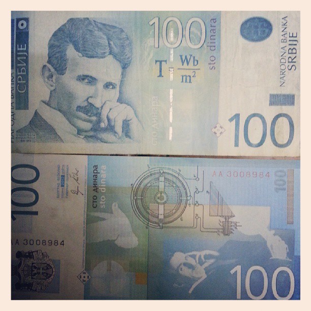 Look what's in post box today. Serbian dinars with Tesla on it :)