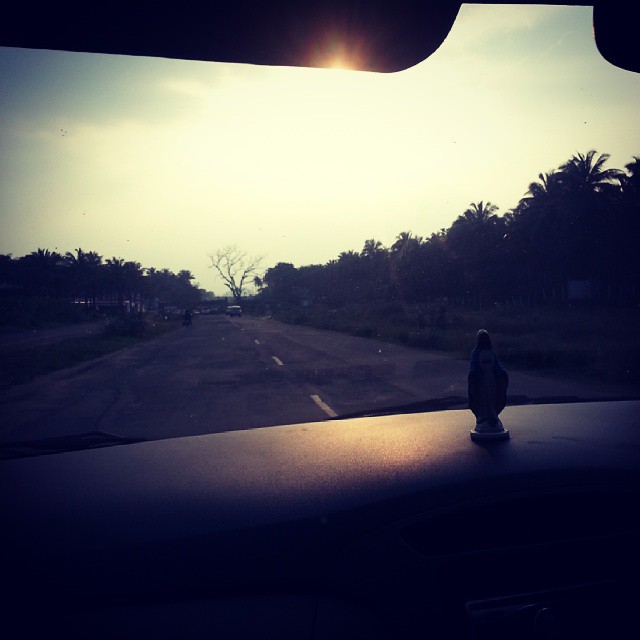 View from inside the car.