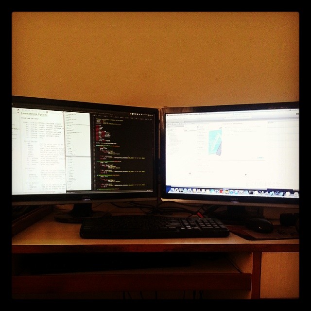 Two huge dell monitors for me at mavrix. Loving it