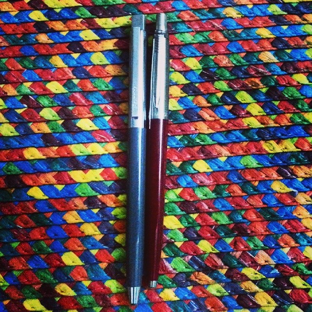 My favorite pens. Left one is Reynolds and right one is parker. One is called Jettet and other one is Jotter. Classic.