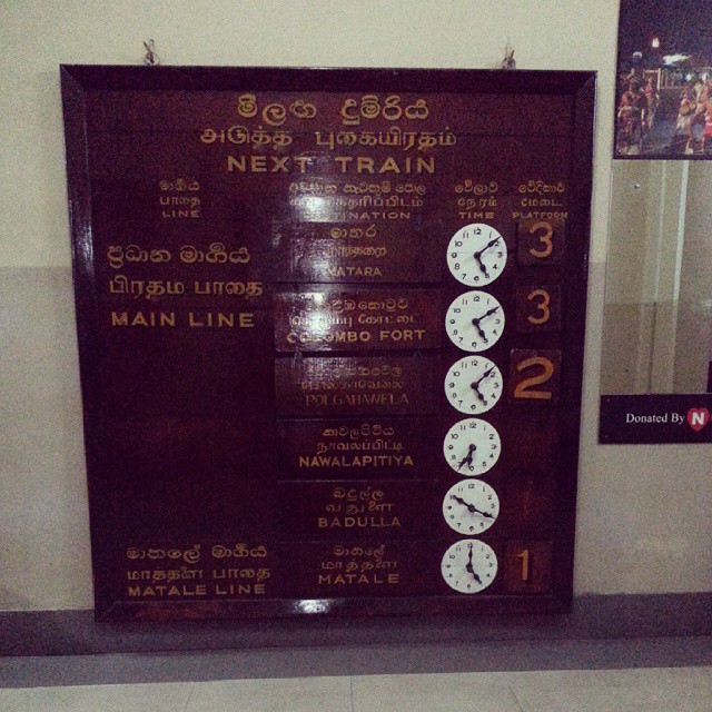 Bye bye Kandy. I really love the old way of showing train timings.
