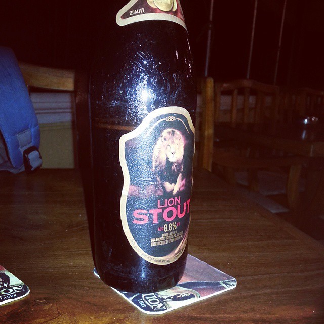 Lion Stout. Its thick, dark, strong, jaggery. I really like it. 8.8%. Goes well with spicy food. Srilankan beer