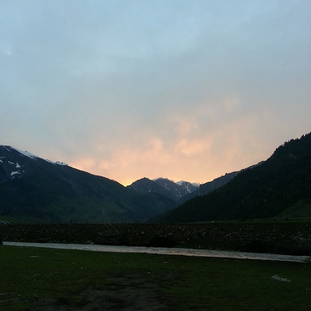 Sunset behind mountains